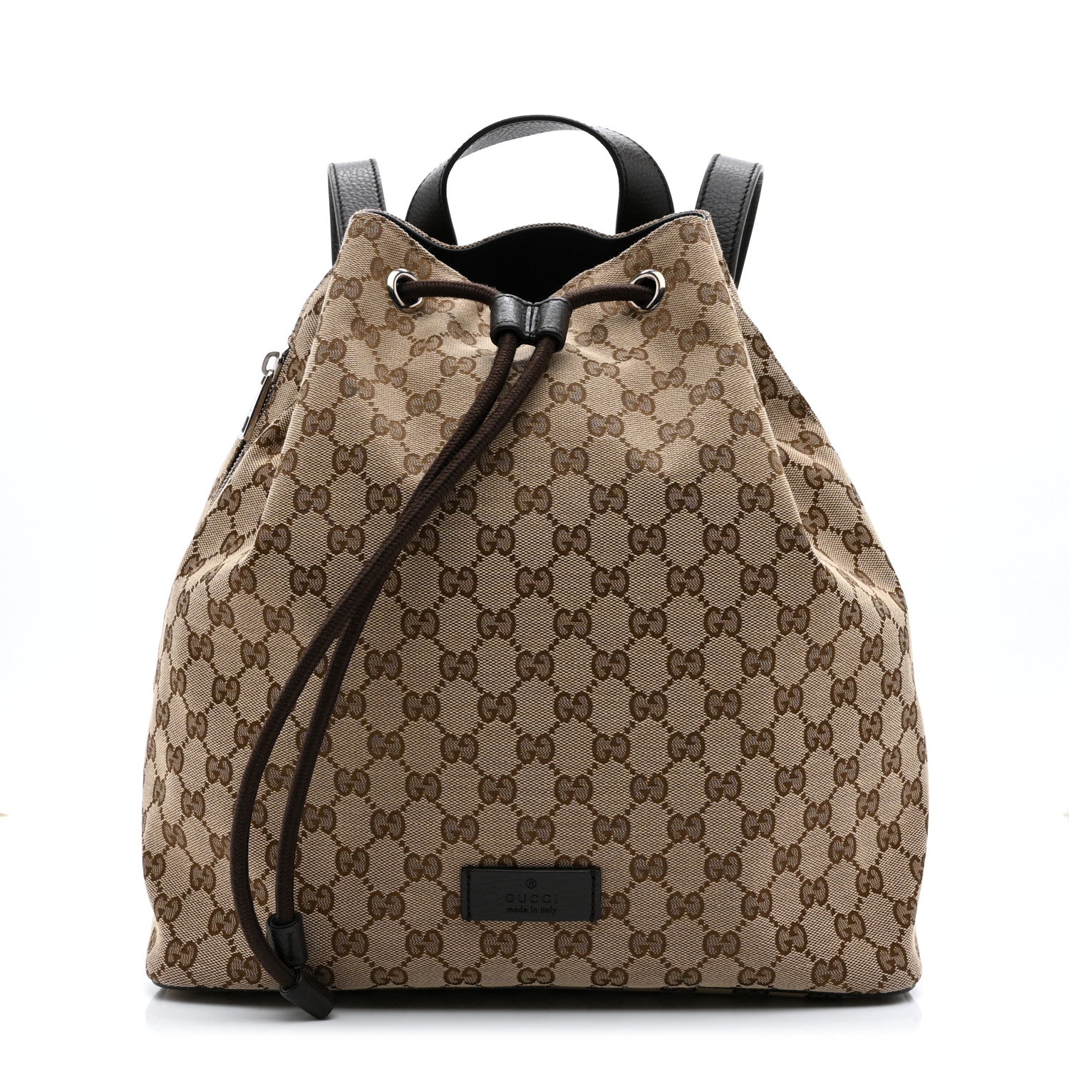 Gucci Monogram Dollar Calfskin O Drawstring Backpack Beige Ebony Testa di Moro Dark Chocolate 1 of 11