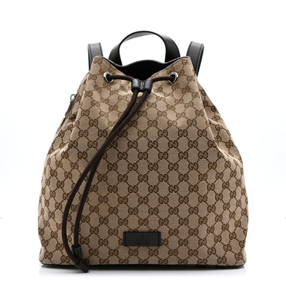 Gucci Monogram Dollar Calfskin O Drawstring Backpack Beige Ebony Testa di Moro Dark Chocolate 1 of 11