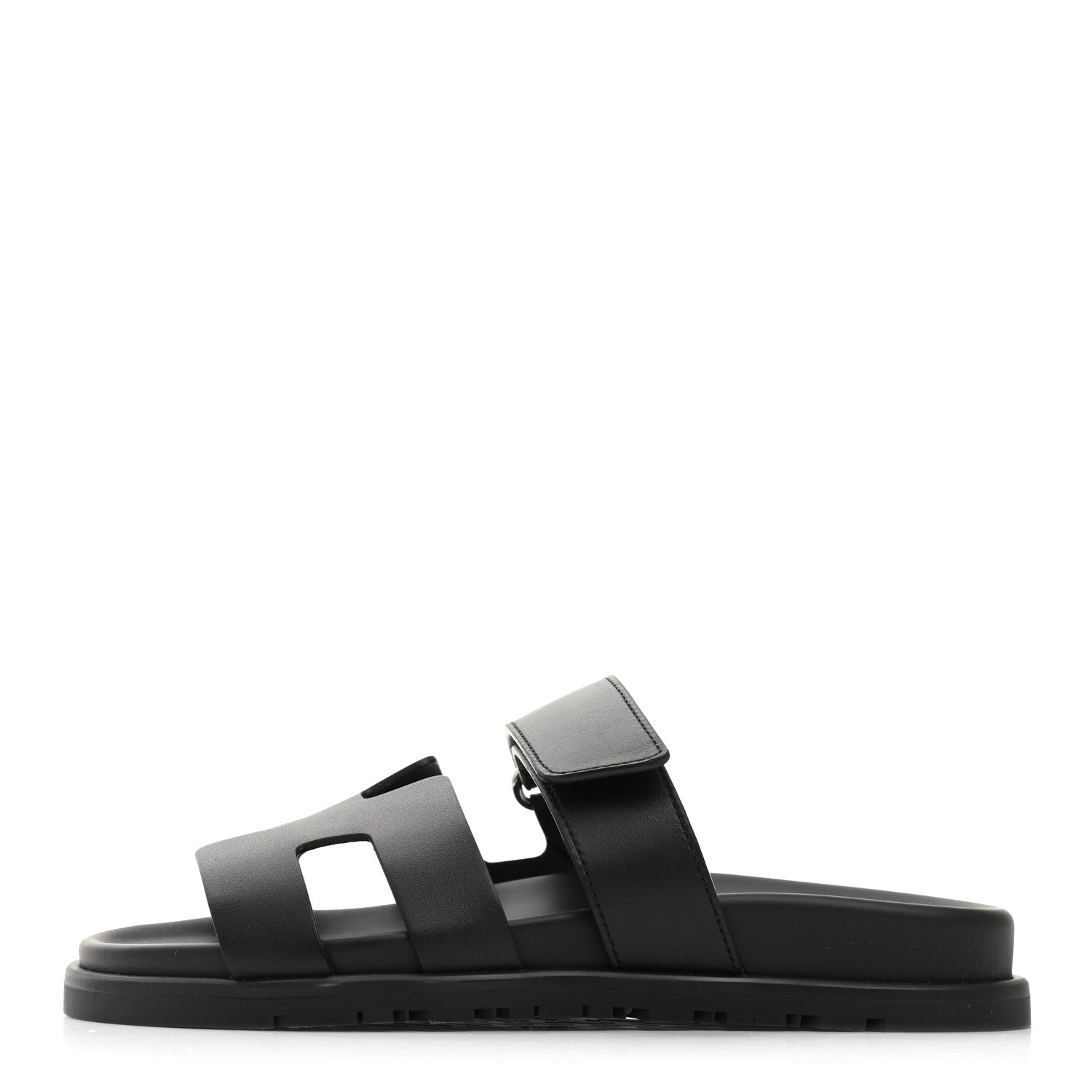 Hermes Calfskin Womens Chypre Sandals 35 Black 1 of 8