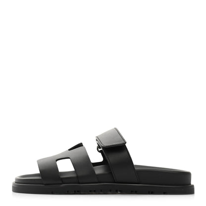 Hermes Calfskin Womens Chypre Sandals 35 Black 1 of 8