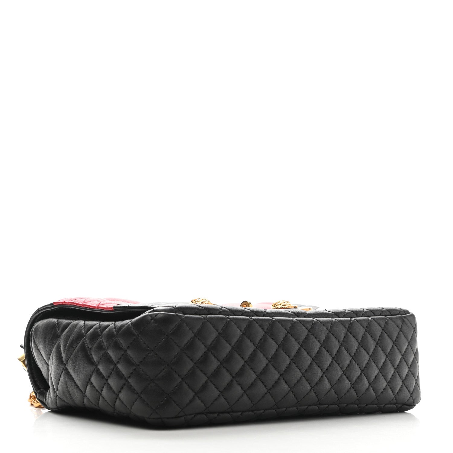 Versace Nappa Quilted Icon Stripe Crossbody Bag Black Red White 4 of 11