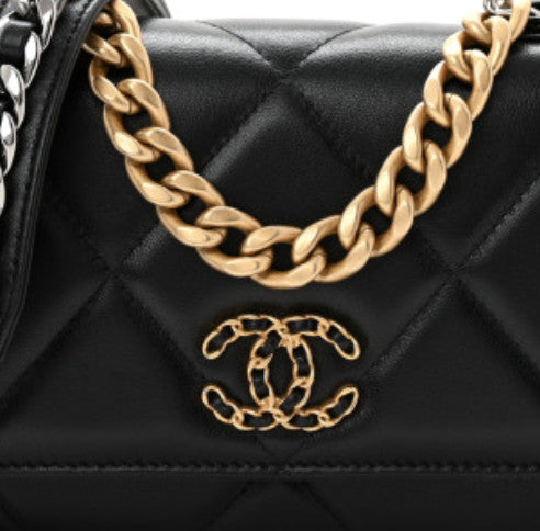 Chanel Lambskin Quilted Chanel 19 Wallet On Chain WOC Black 9 of 11