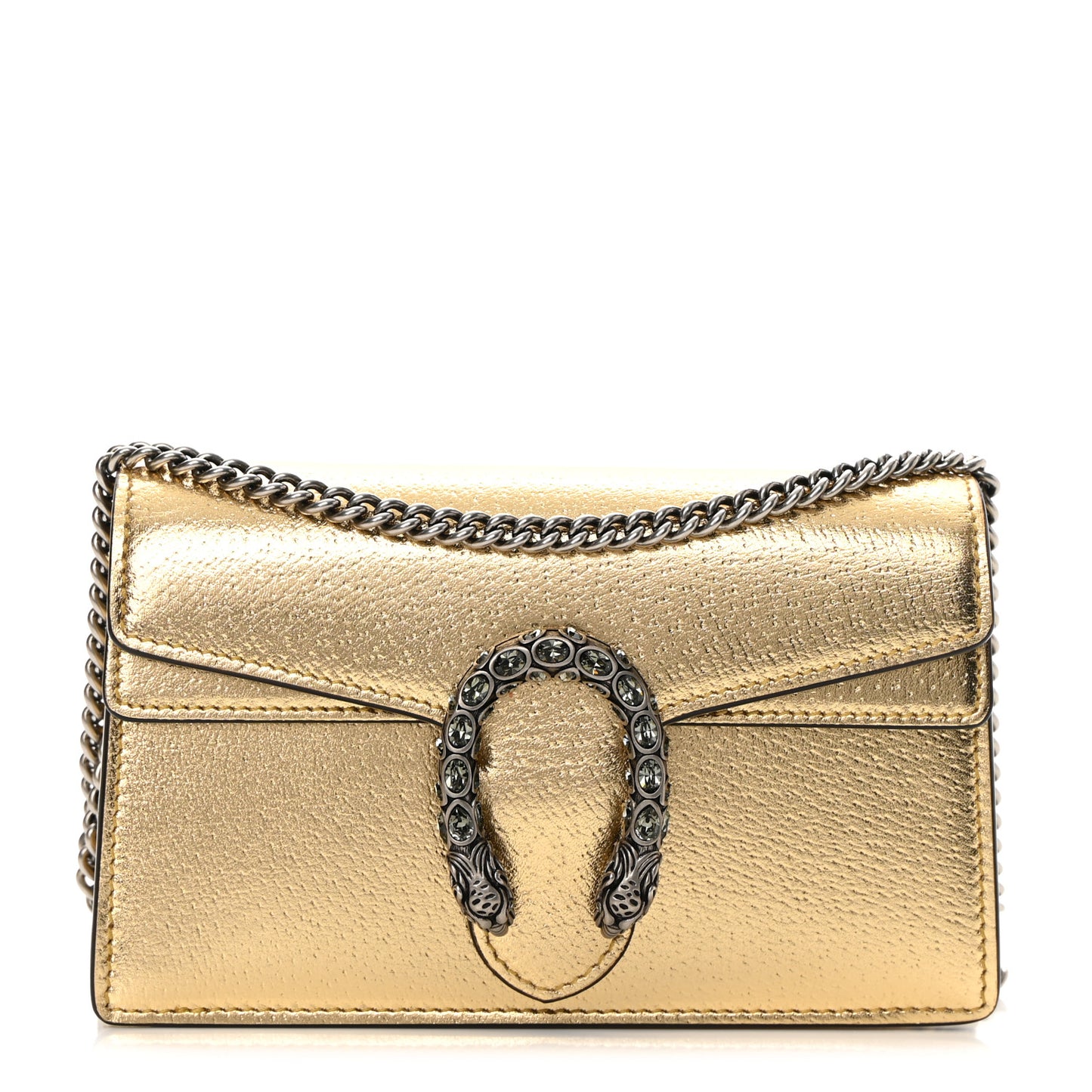 Metallic Calfskin Super Mini Dionysus Shoulder Bag Gold
