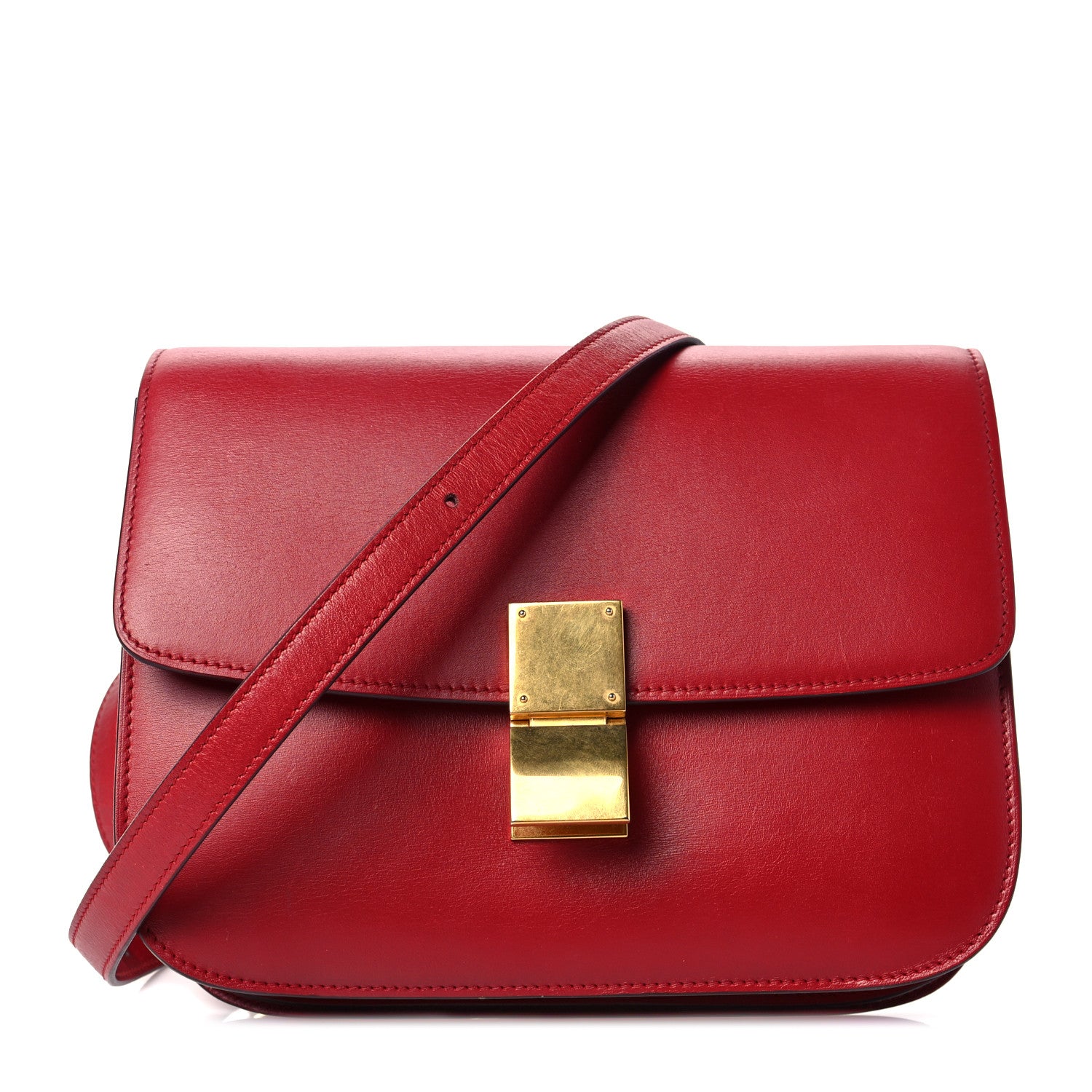 Celine Box Calfskin Medium Classic Box Flap Bag Red 1 of 9