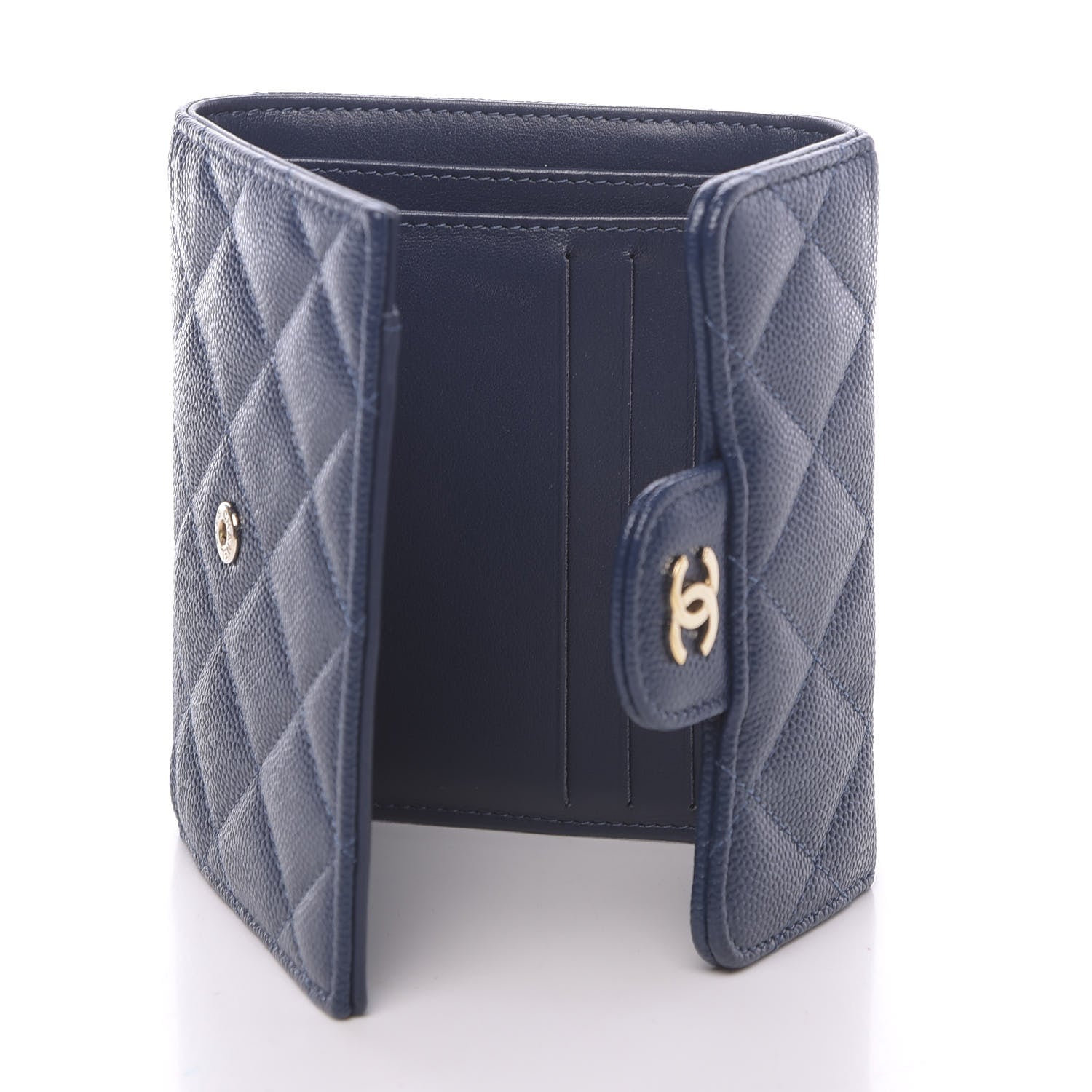 Chanel Caviar Quilted Compact Flap Wallet Navy 5 of 8