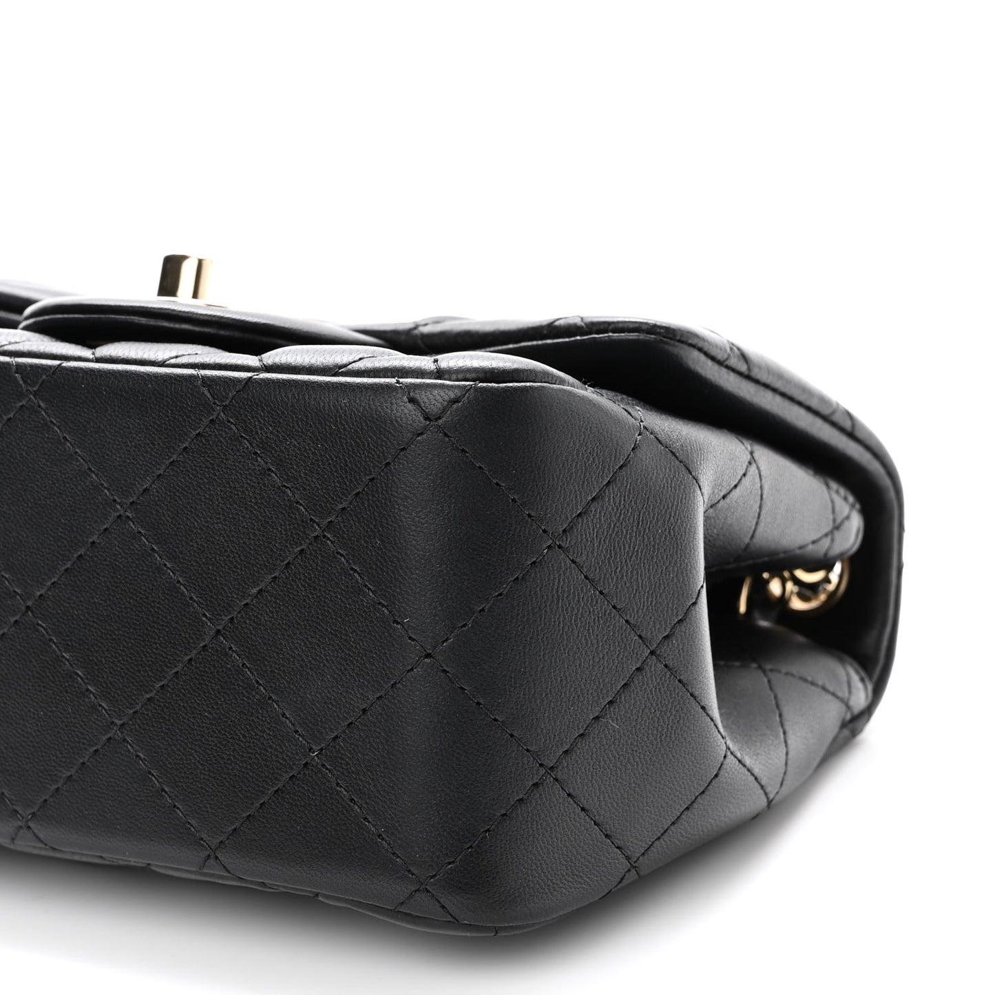Lambskin Quilted Mini Square Flap Black