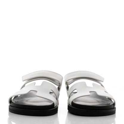 Hermes Calfskin Womens Chypre Sandals 38 White 2 of 9