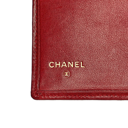 Chanel Calfskin Diamond Stitched French Wallet Red 6 of 14