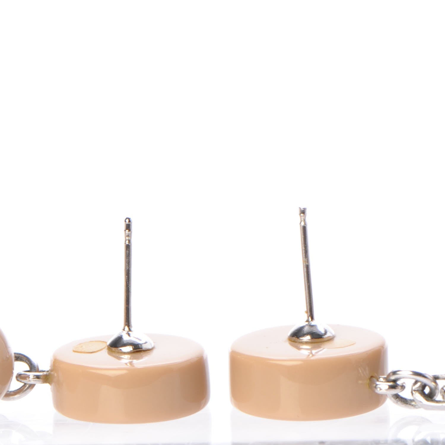 Chanel Resin Pearl CC N°5 Drop Earrings Beige Silver 5 of 6
