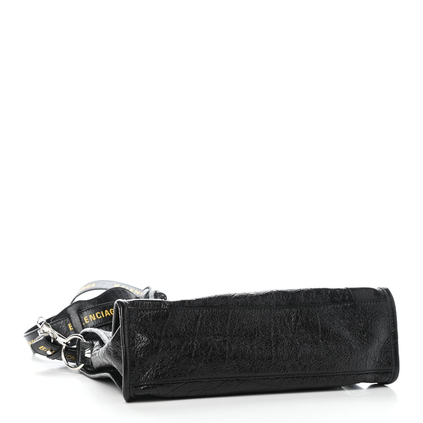 Agneau Classic Silver Hardware S City Logo Strap Black Jaune Soleil