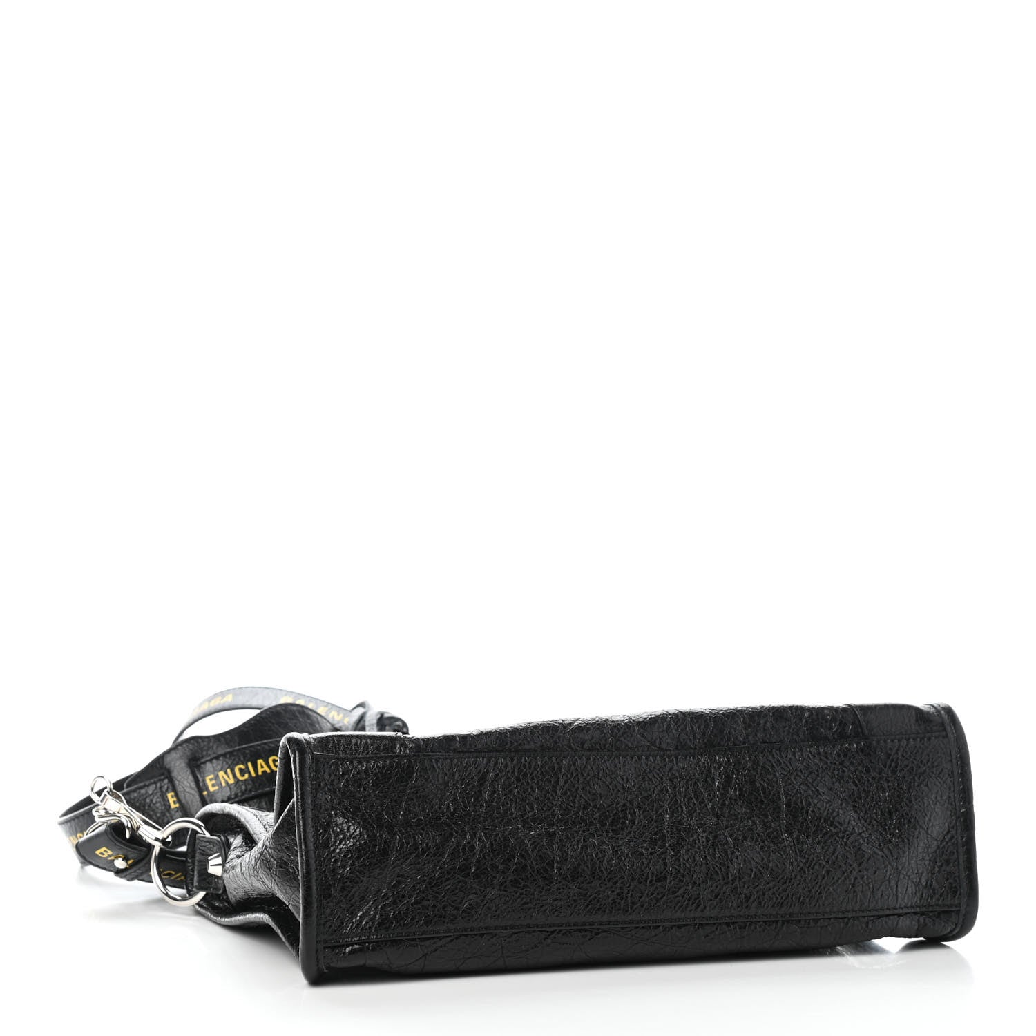 Balenciaga Agneau Classic Silver Hardware S City Logo Strap Black Jaune Soleil 3 of 4