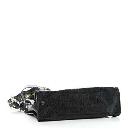 Balenciaga Agneau Classic Silver Hardware S City Logo Strap Black Jaune Soleil 3 of 4
