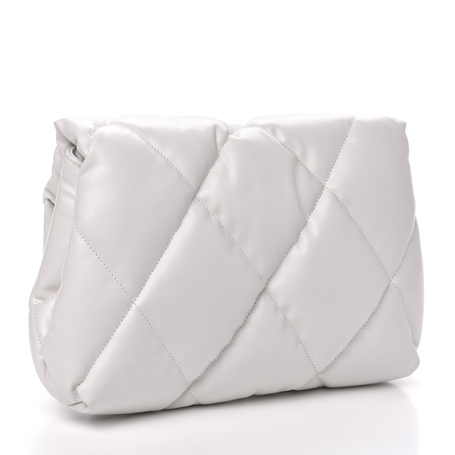 Balenciaga Nappa Calfskin Quilted Touch B Puffy Clutch White 3 of 9