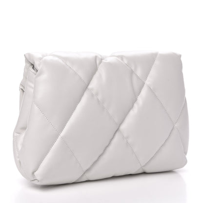 Balenciaga Nappa Calfskin Quilted Touch B Puffy Clutch White 3 of 9