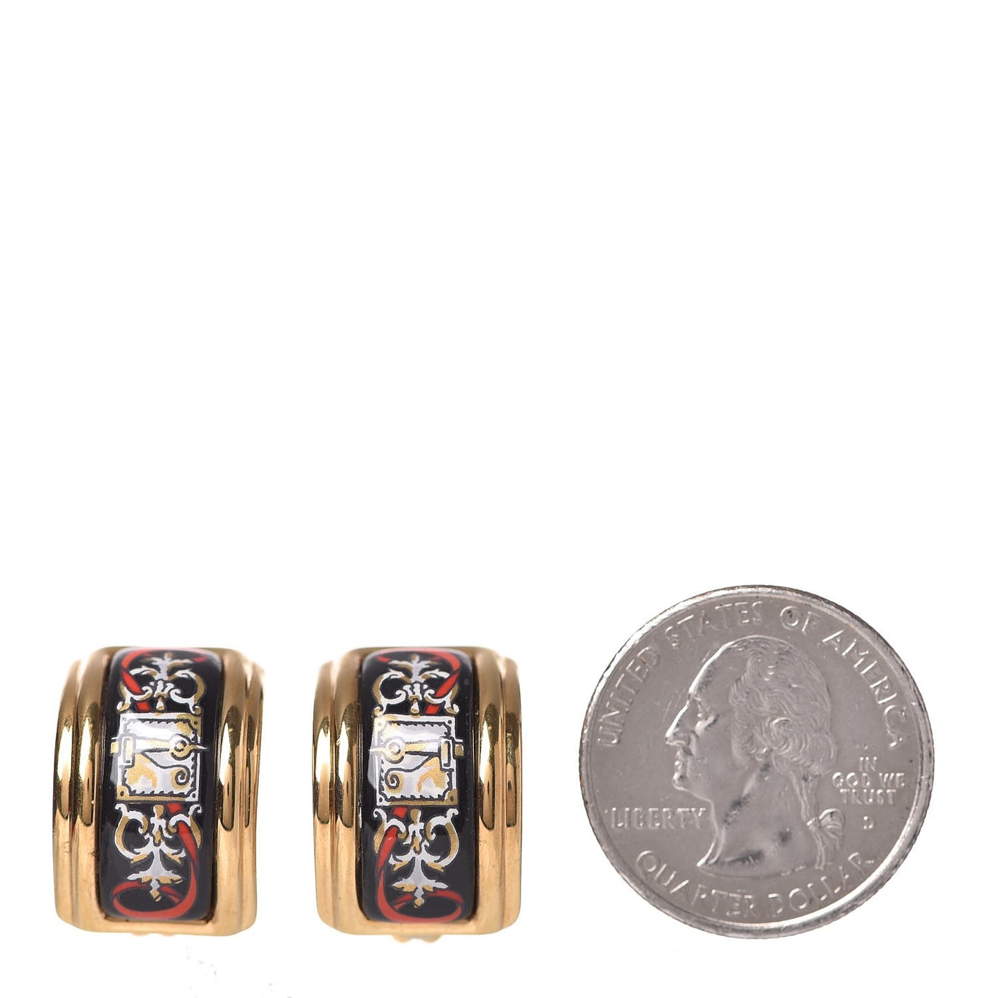 Enamel Clip On Earrings Gold