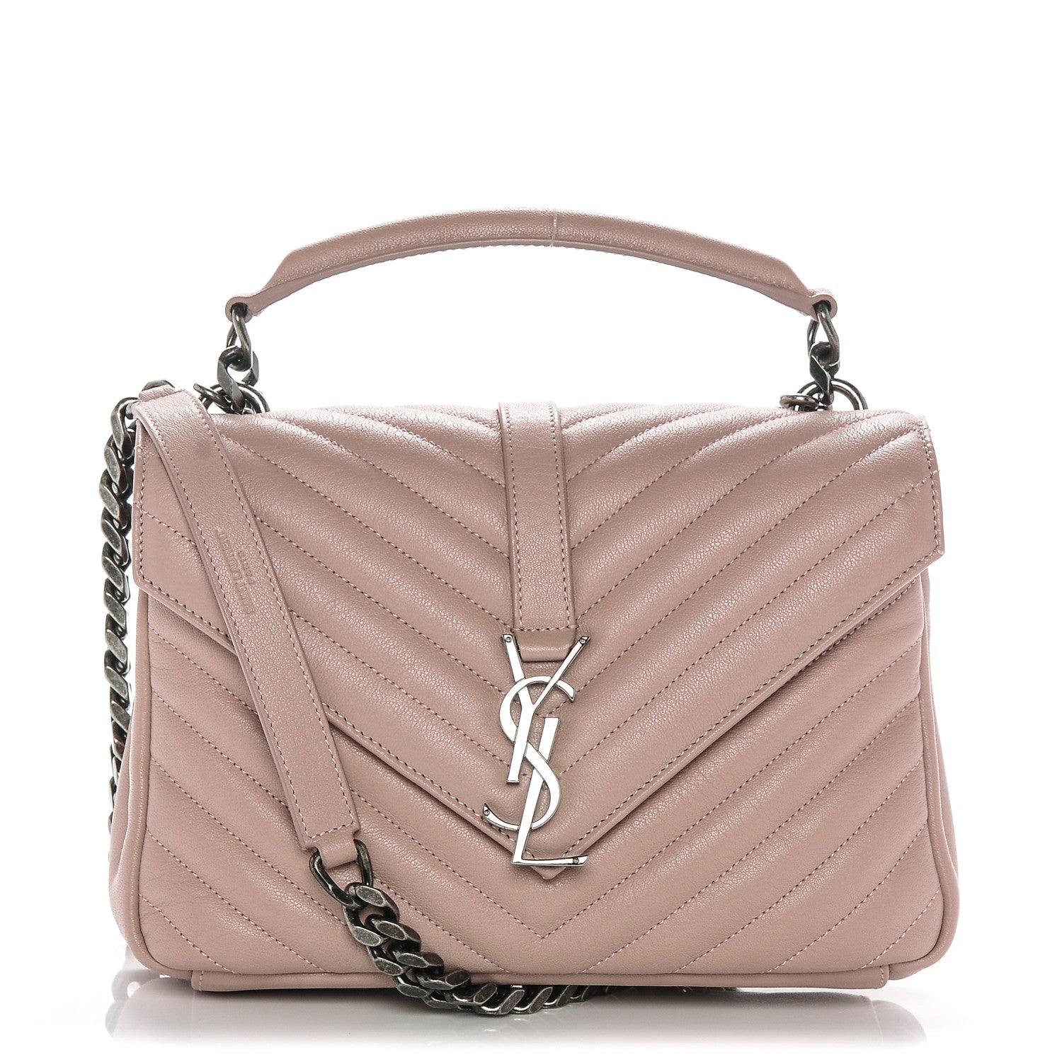 Saint Laurent Sheepskin Matelasse Chevron Monogram Medium College Bag Fard 1 of 7