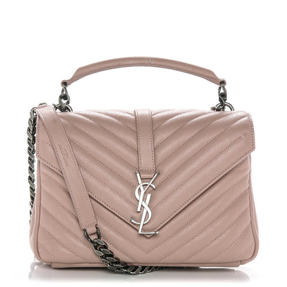 Saint Laurent Sheepskin Matelasse Chevron Monogram Medium College Bag Fard 1 of 7