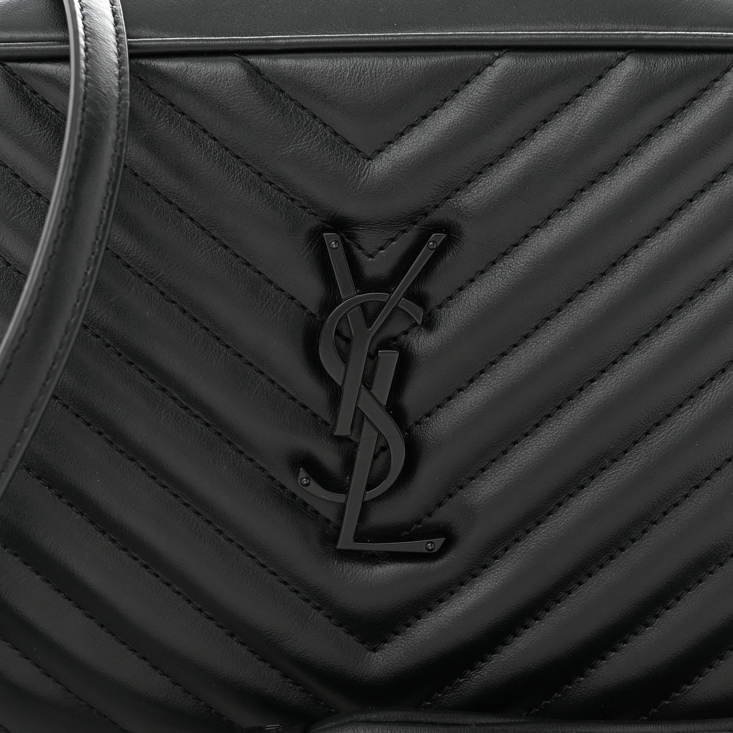 Saint Laurent Calfskin Matelasse Monogram Monochrome Lou Camera Bag Black 8 of 12