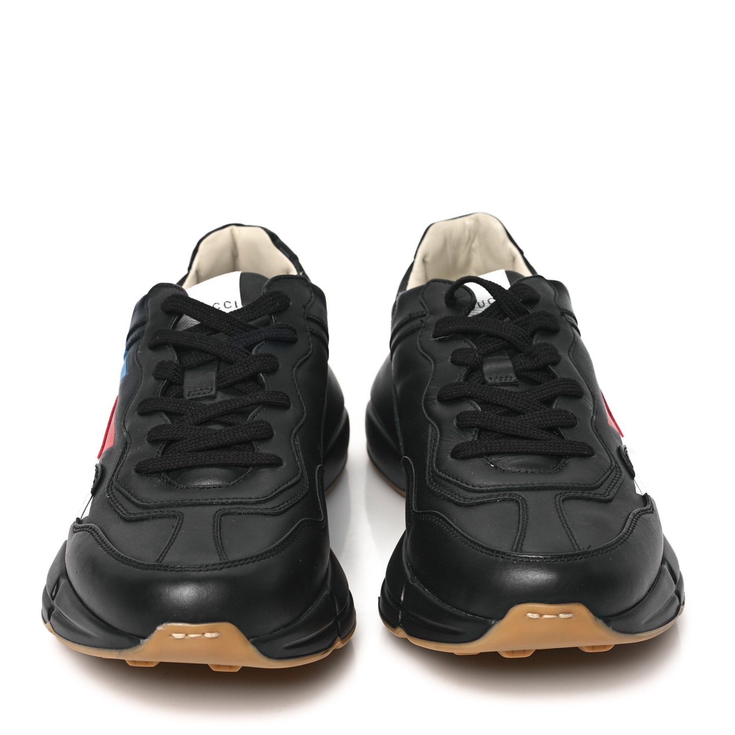 Calfskin Web Printed Mens Rhyton Sneakers 8 Black