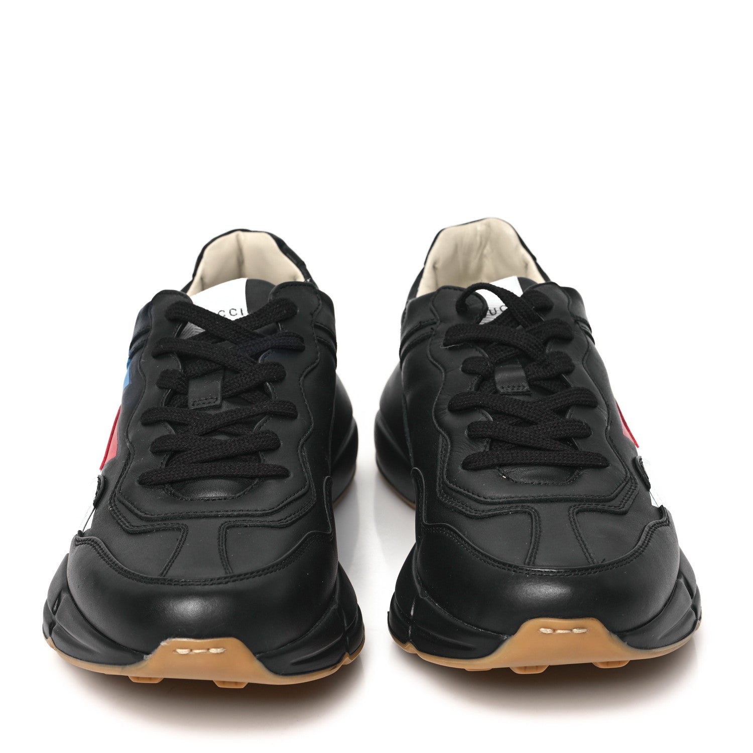 Gucci Calfskin Web Printed Mens Rhyton Sneakers 8 Black 2 of 9