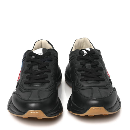 Gucci Calfskin Web Printed Mens Rhyton Sneakers 8 Black 2 of 9