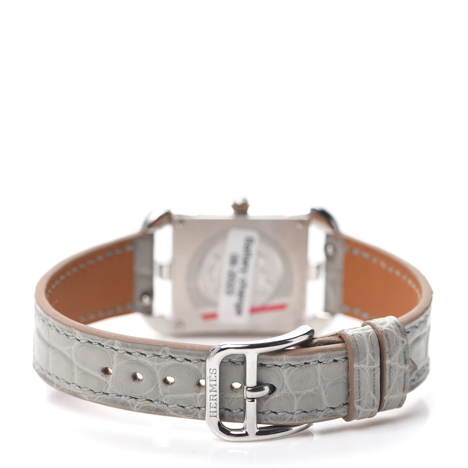 Hermes Stainless Steel Alligator Diamond Bezel Grey Sapphire Mother of Pearl 23mm Cape Cod Quartz Watch Gris Perle 3 of 5