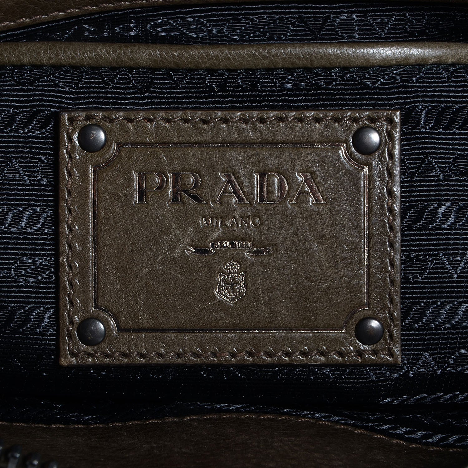 Prada Glace Calf Extra Wide Tote Militare 6 of 10
