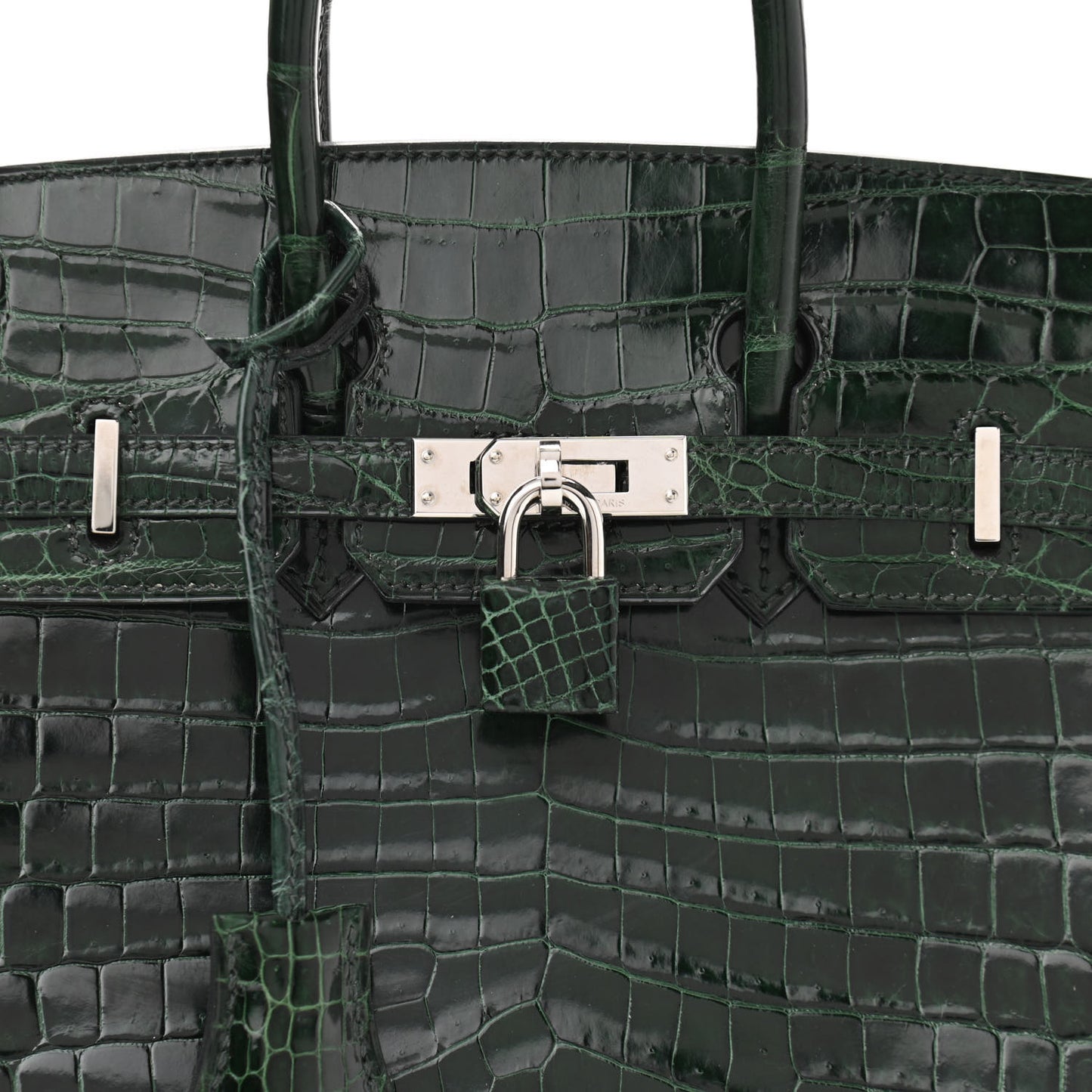 Shiny Niloticus Crocodile Birkin 25 Vert Fonce