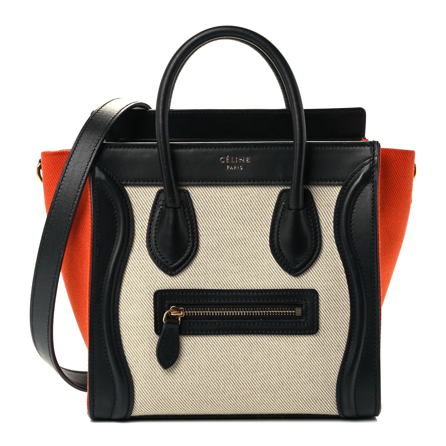 Celine Canvas Smooth Calfskin Nano Tri-Color Luggage Natural 1 of 9