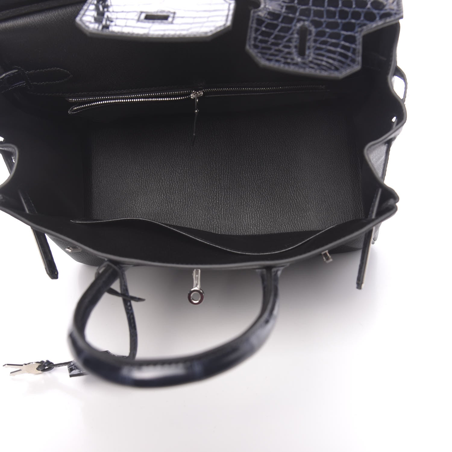 Hermes Taurillon Novillo Shiny Niloticus Crocodile Birkin Touch 30 Black Bleu Marine 7 of 38