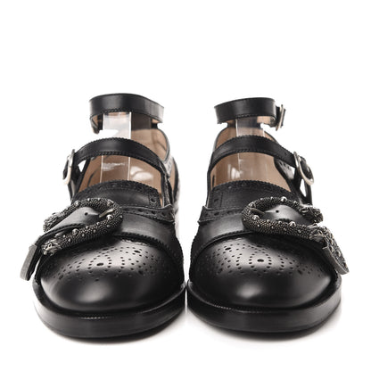 Gucci Calfskin Bee Embroidered Womens Queercore Brogue Wingtip Monk Strap Loafers 40 Black 2 of 10