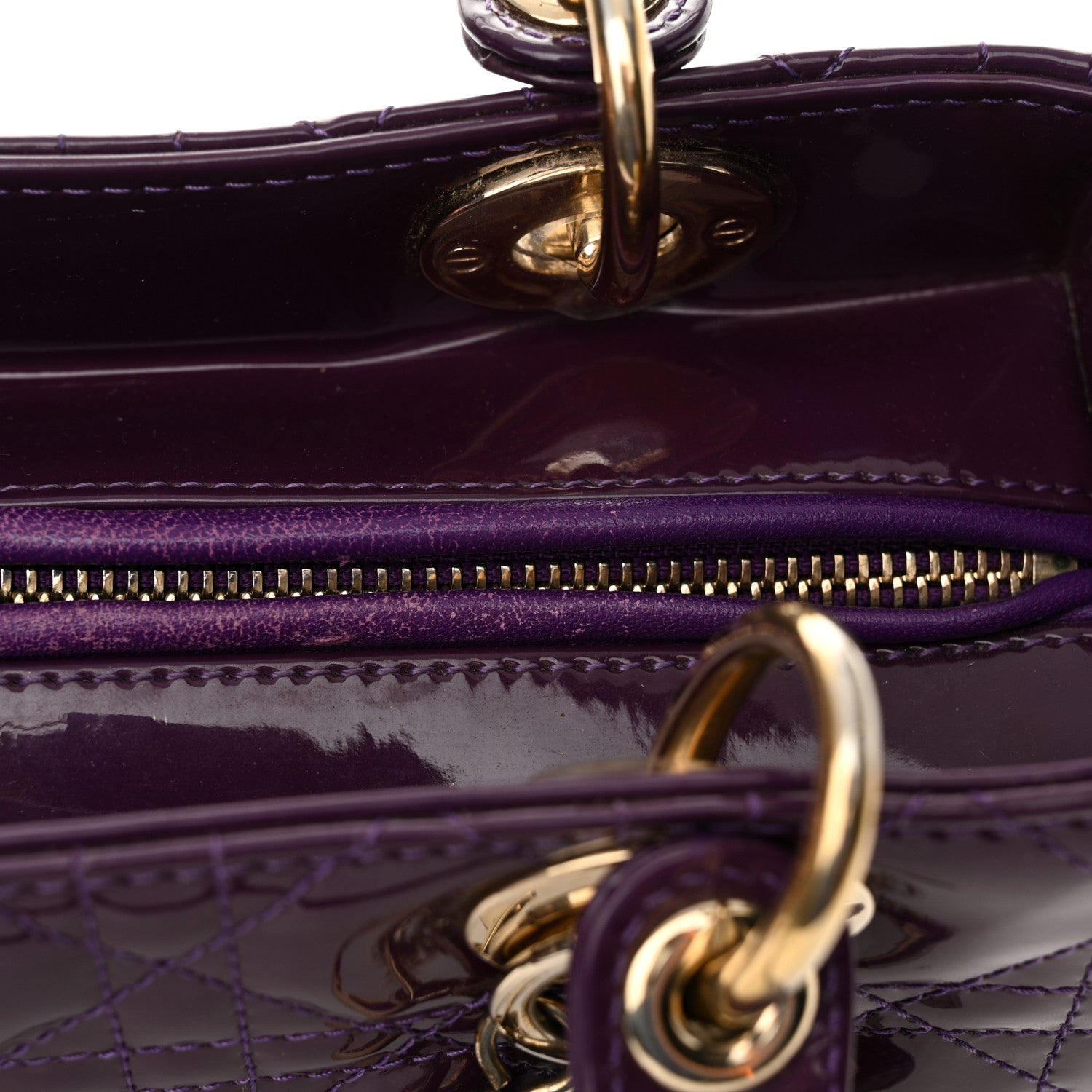Christian Dior Patent Cannage Medium Lady Dior Purple 12 of 16