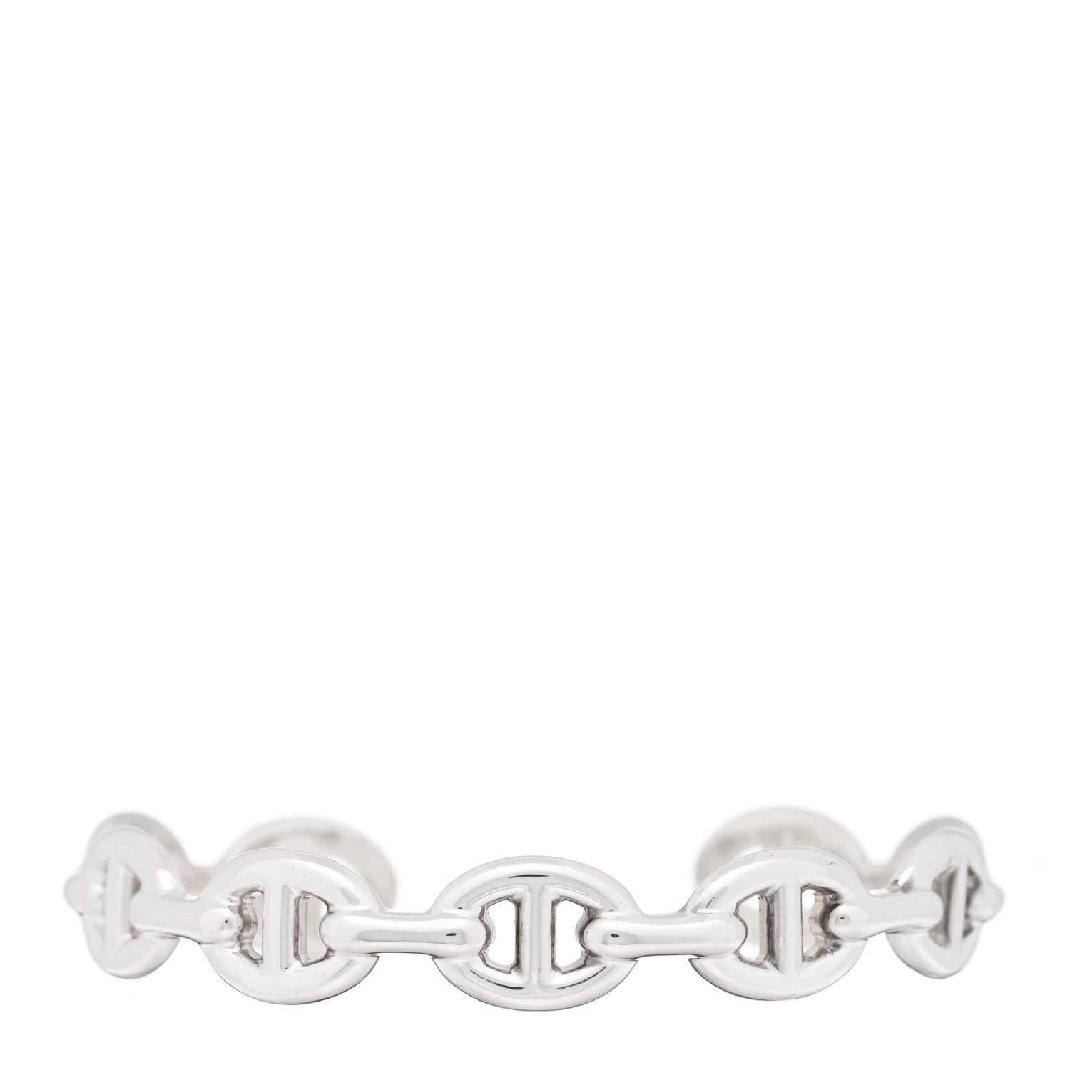 Hermes Sterling Silver MM Chaine d'Ancre Enchainee Cuff Bracelet SH 1 of 3