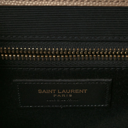 Saint Laurent Grain De Poudre Matelasse Chevron Large Monogram Satchel Dark Beige 5 of 8