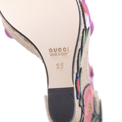 Gucci Kid Scamosciato Ophelia Espadrille Platform Wedge Sandals 35 Rododendro 6 of 9