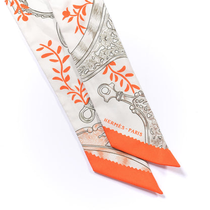 Hermes Silk Etriers Remix Twilly Verveine Orange Kaki 3 of 4