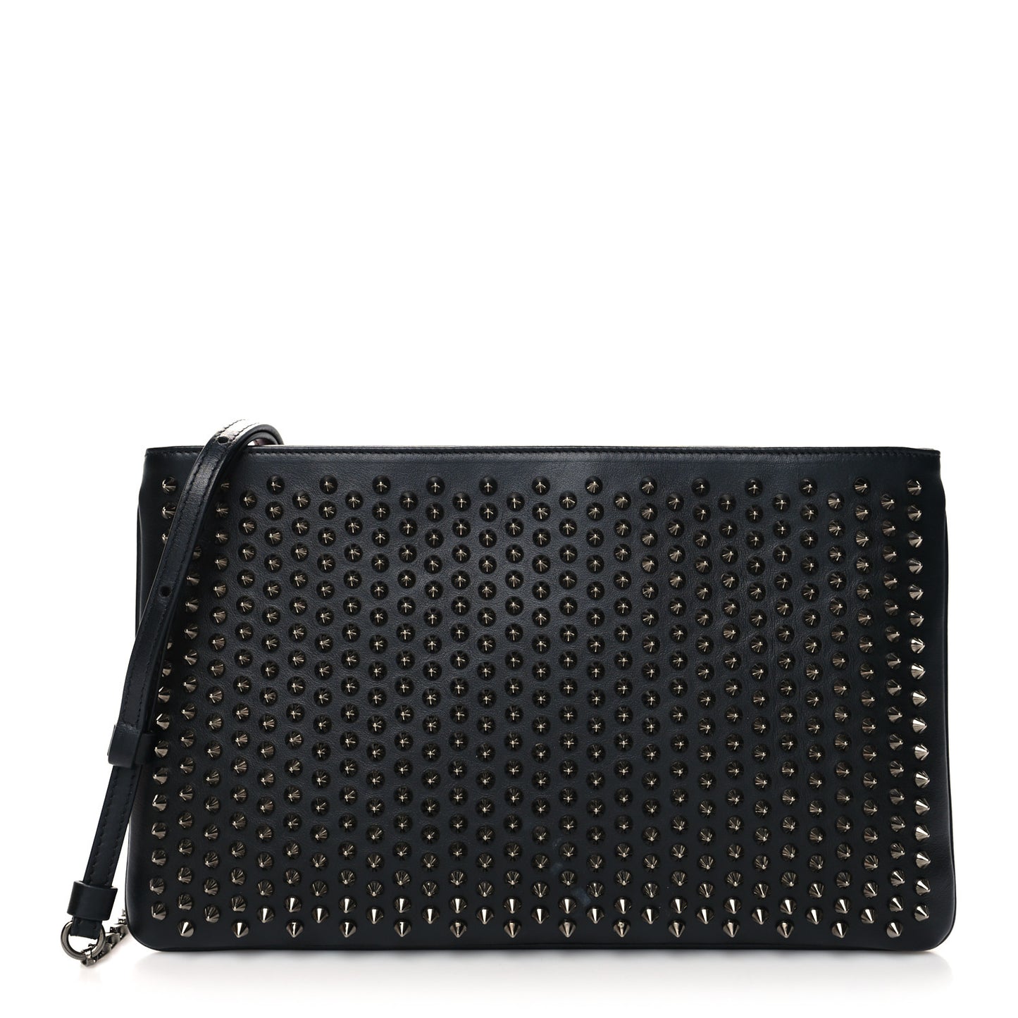 Calfskin Studded Loubiposh Clutch Black