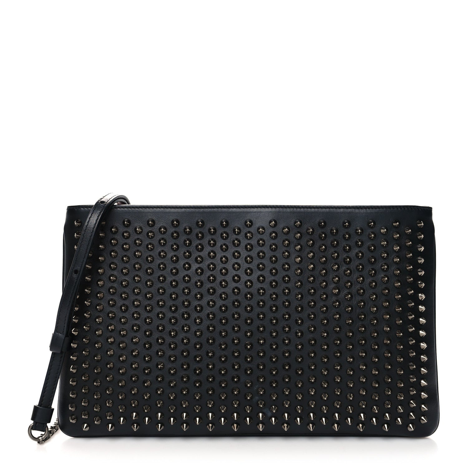 Christian Louboutin Calfskin Studded Loubiposh Clutch Black 1 of 9