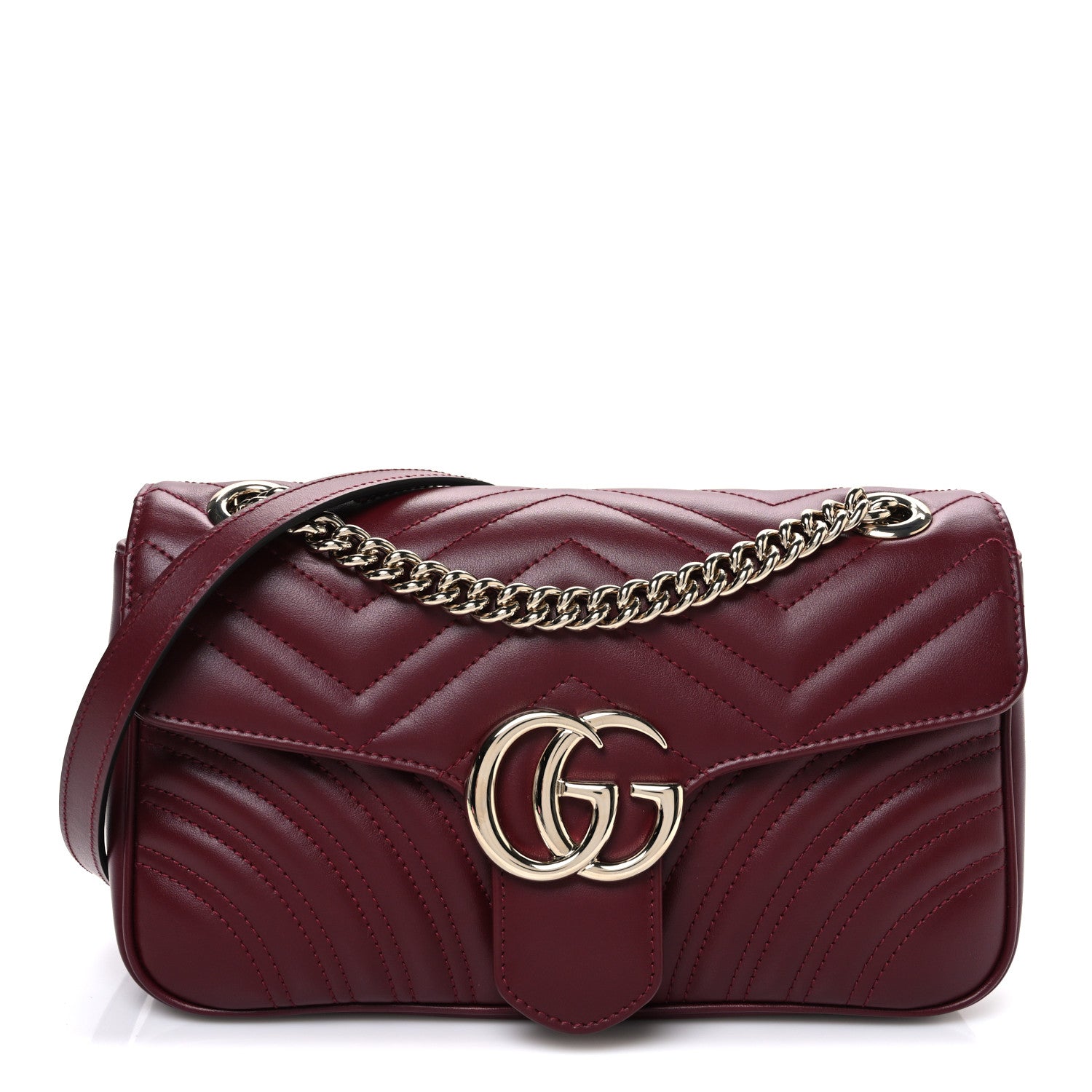 Gucci Calfskin Matelasse Medium GG Marmont Shoulder Bag Ancora Red 1 of 10
