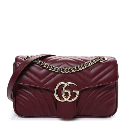 Gucci Calfskin Matelasse Medium GG Marmont Shoulder Bag Ancora Red 1 of 10