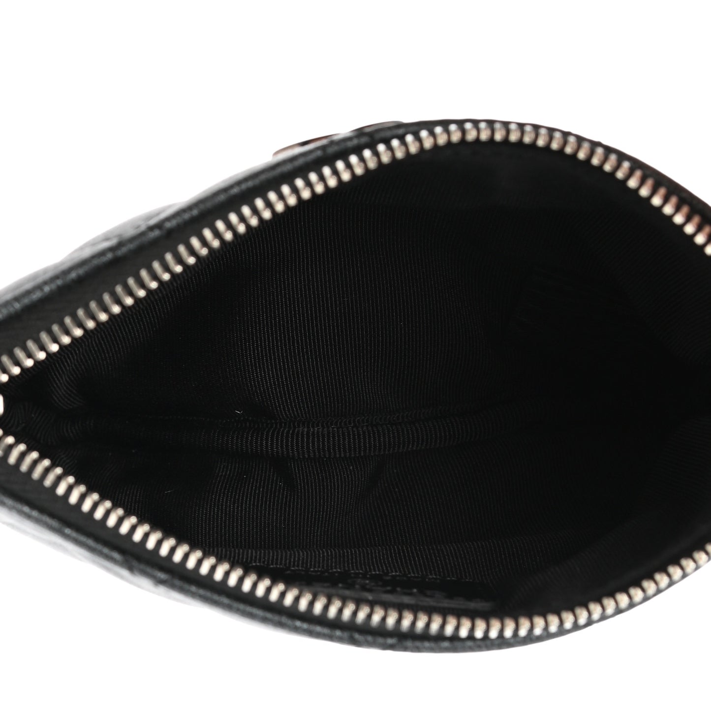 Metallic Goatskin Quilted Small Cosmetic Case Dark Grey