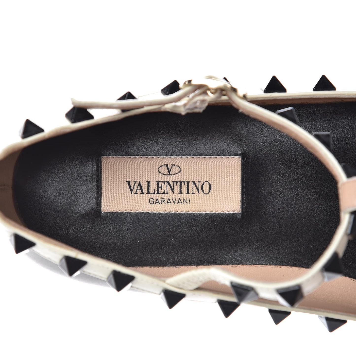 Nappa Rockstud Cage Ballerina Flats 36.5 Army Green Light Ivory