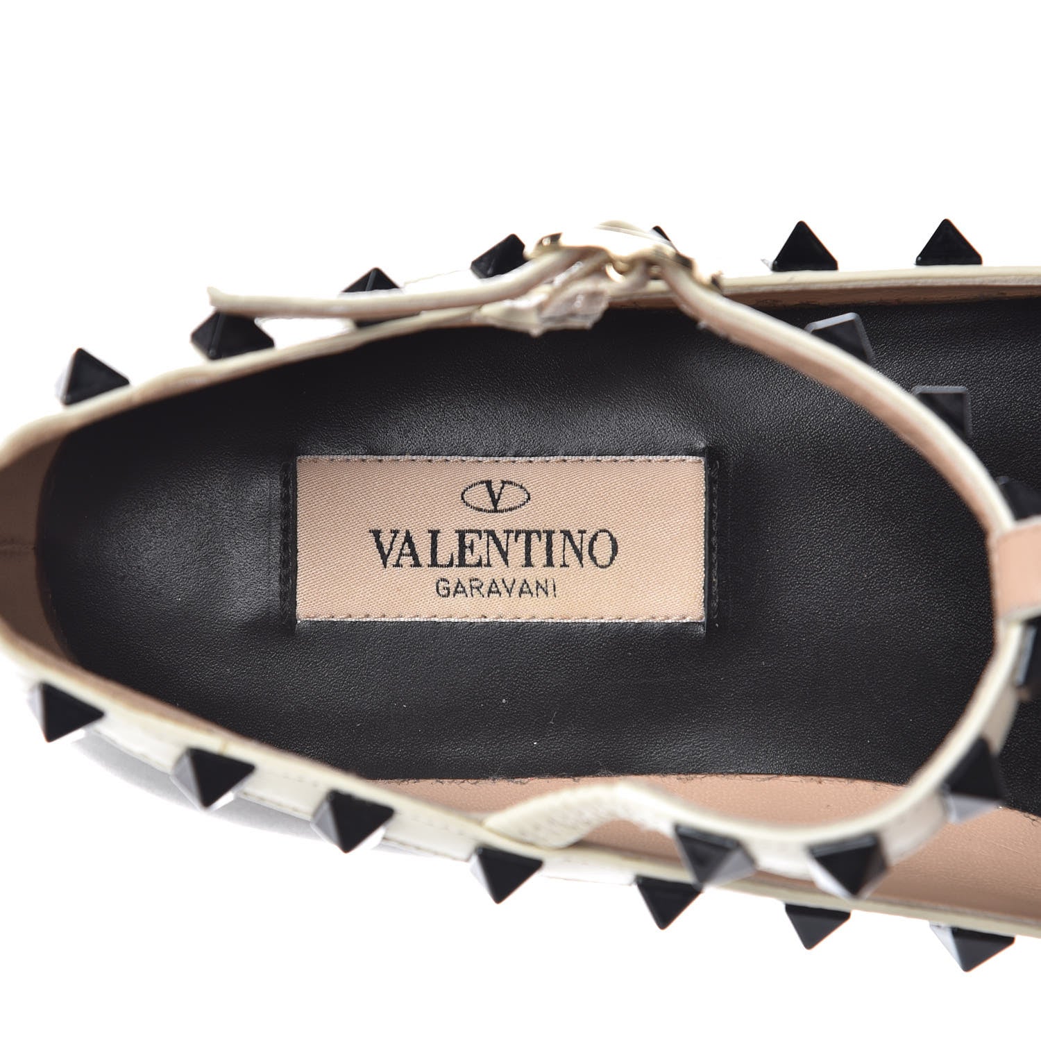 Valentino Garavani Nappa Rockstud Cage Ballerina Flats 36.5 Army Green Light Ivory 6 of 10