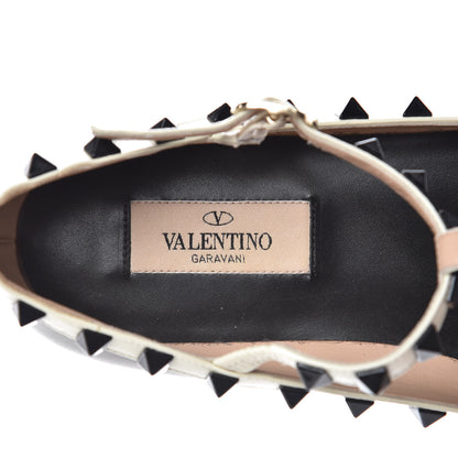 Valentino Garavani Nappa Rockstud Cage Ballerina Flats 36.5 Army Green Light Ivory 6 of 10