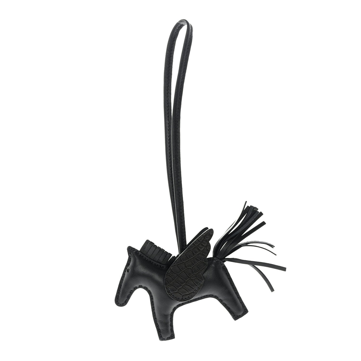 Hermes Milo Lambskin Matte Alligator Touch Grigri Rodeo Pegase Horse Bag Charm PM Black 1 of 7