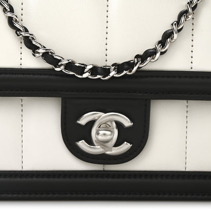 Chanel Lambskin Calfskin Mini Chocolate Bar Flap Bag White Black 8 of 10