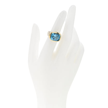 David Yurman Sterling Silver 14K Yellow Gold Blue Topaz 14mm Noblesse Ring 49 4.75 2 of 6