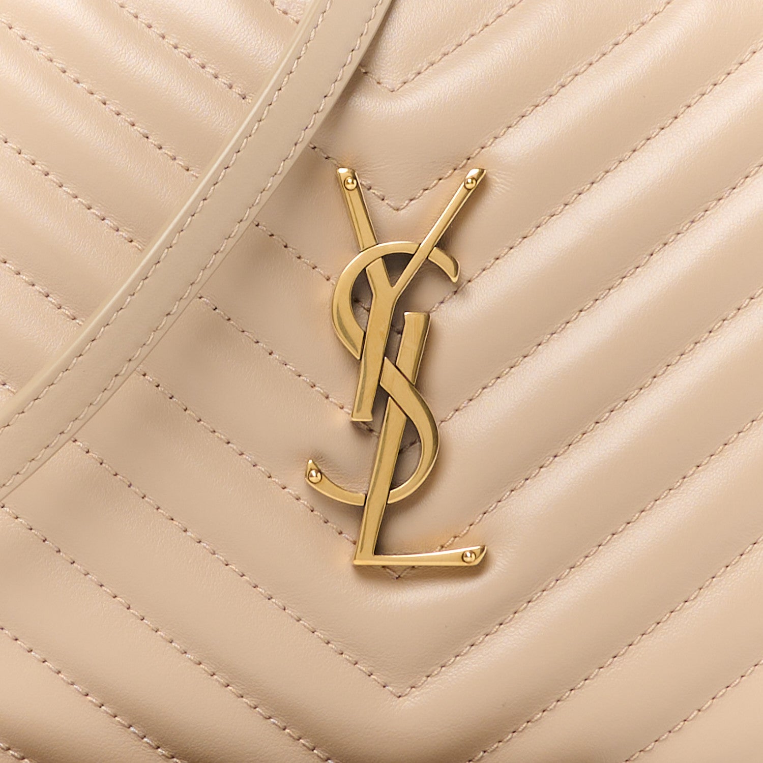 Saint Laurent Calfskin Matelasse Monogram Lou Camera Bag Dark Beige 8 of 10