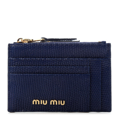 Miu Miu Lizard Zip Card Holder Blue 1 of 6