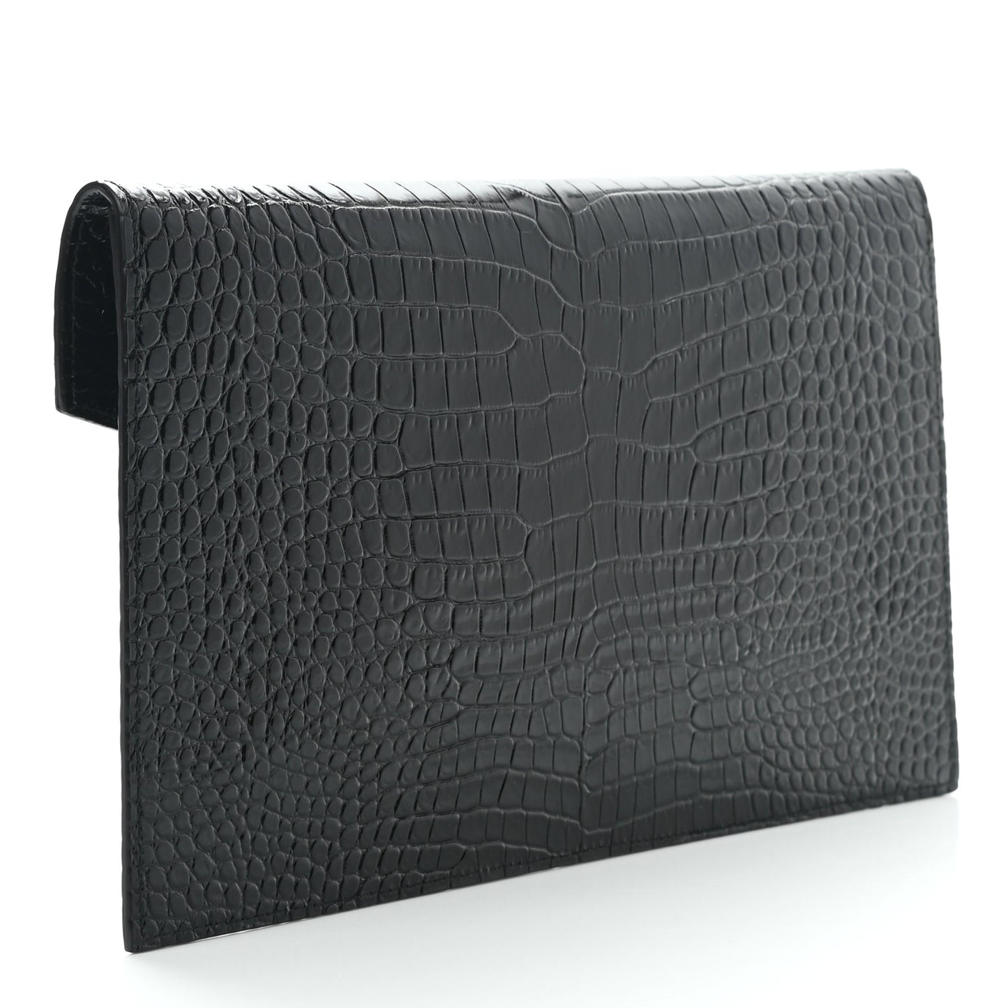 Calfskin Crocodile Embossed Uptown Monogram Pouch Black